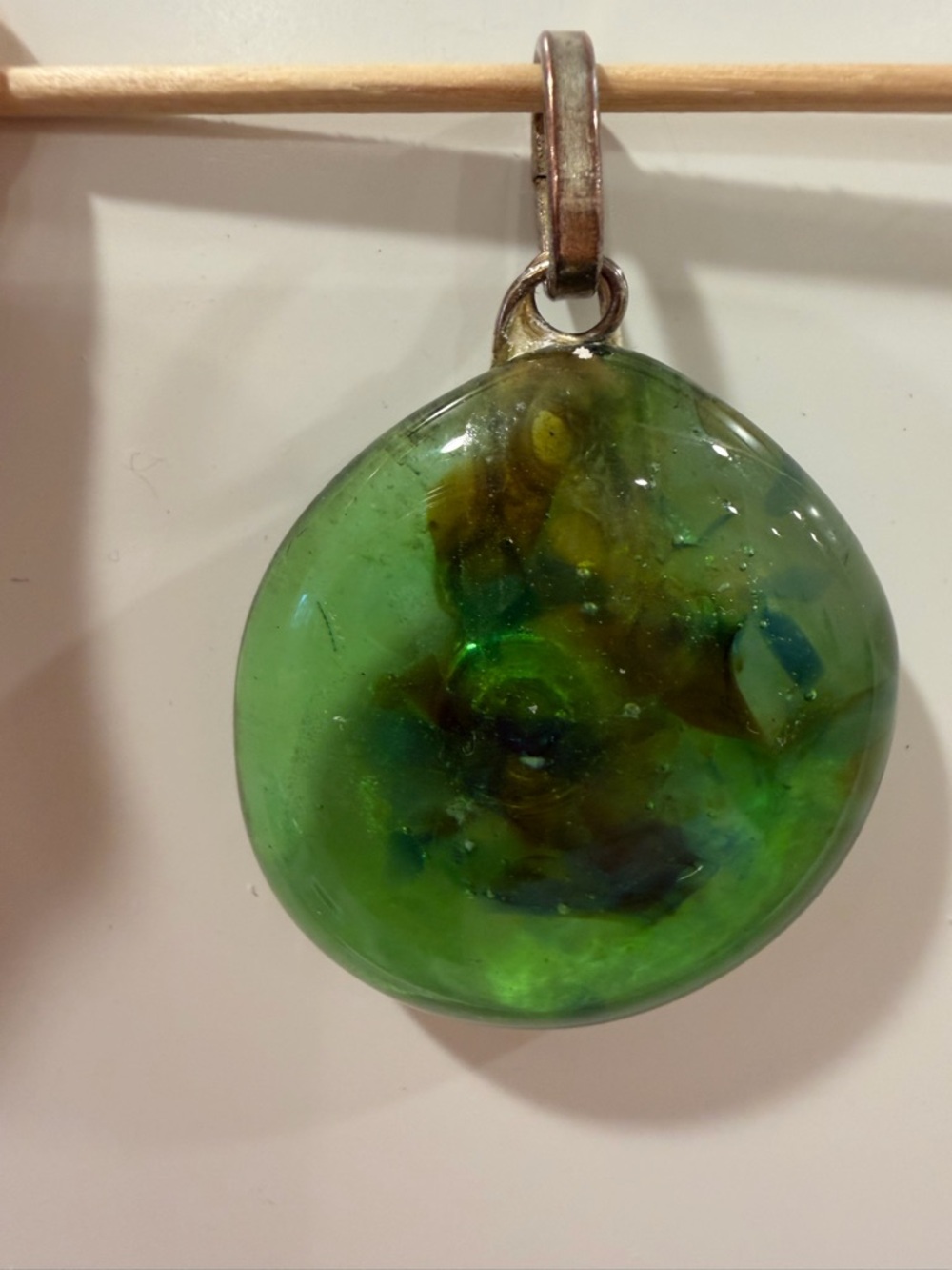 Handmade Green Glass Pendant Necklace Made From Recycled Glass